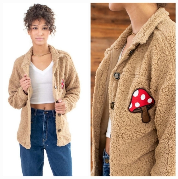 Derek Heart Sherpa Mushroom Shacket Size L - Picture 1 of 12